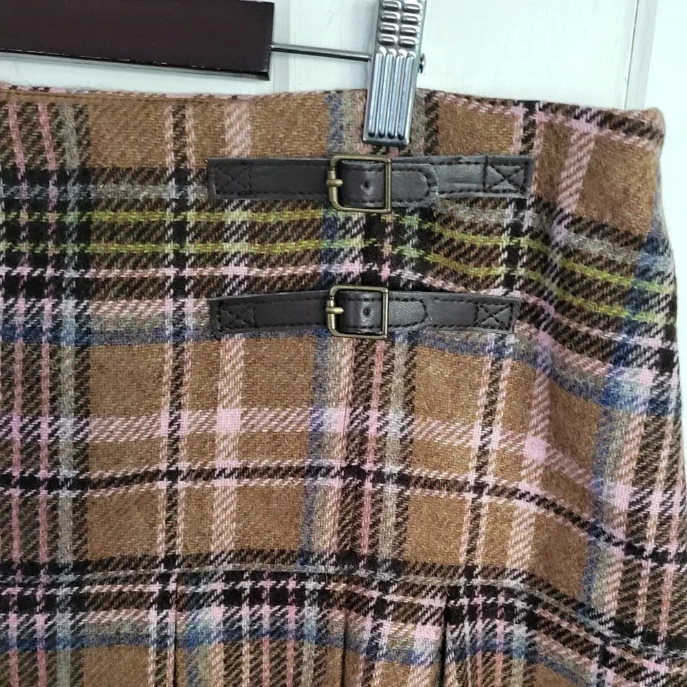 Boden British Tweed by Moon Pleated Wool Skirt Size 14L - Picture 2 of 10